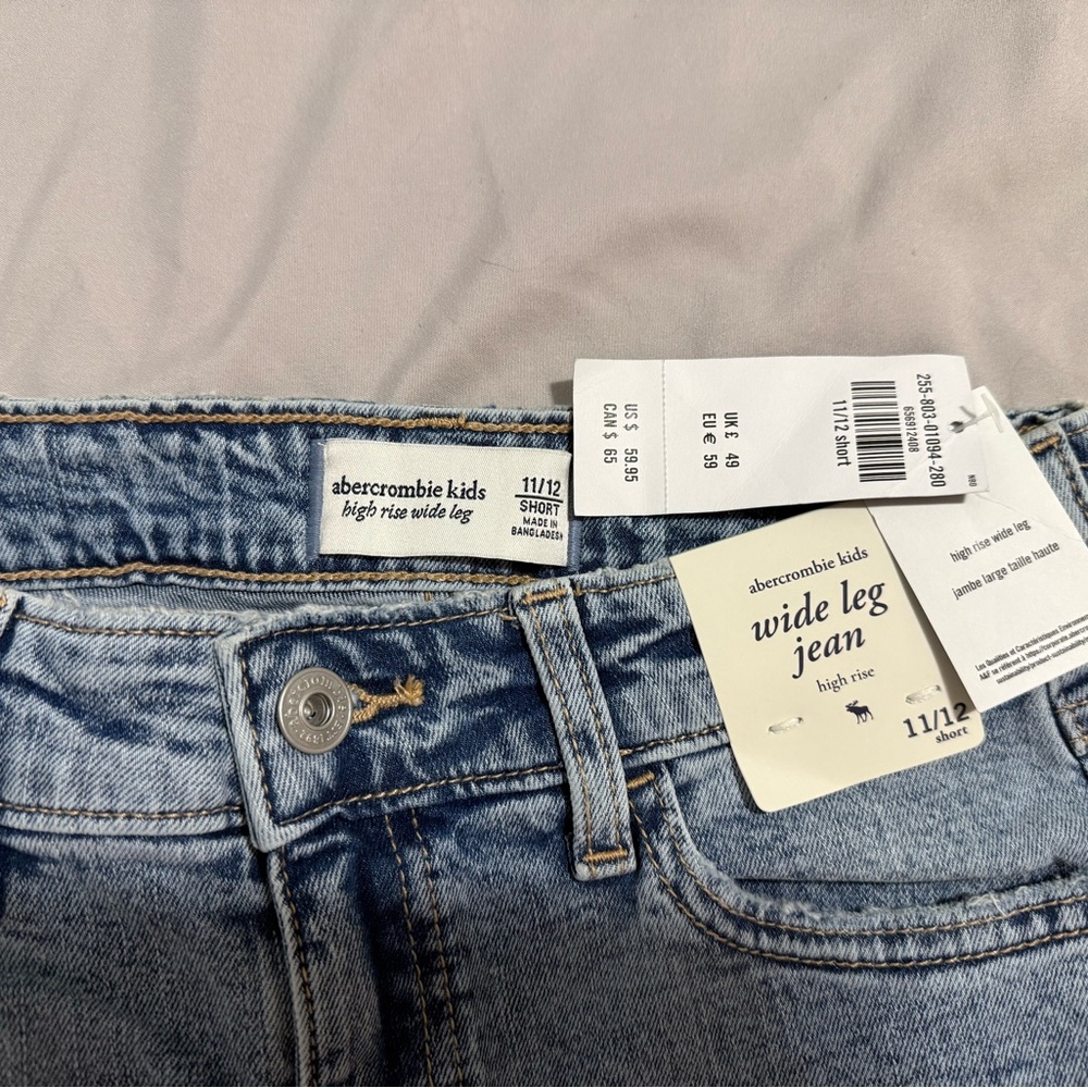 Abercrombie Kids Light Blue High Rise Wide Leg Jeans